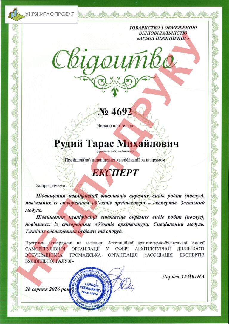 Свідоцтво, експерт — Рудий